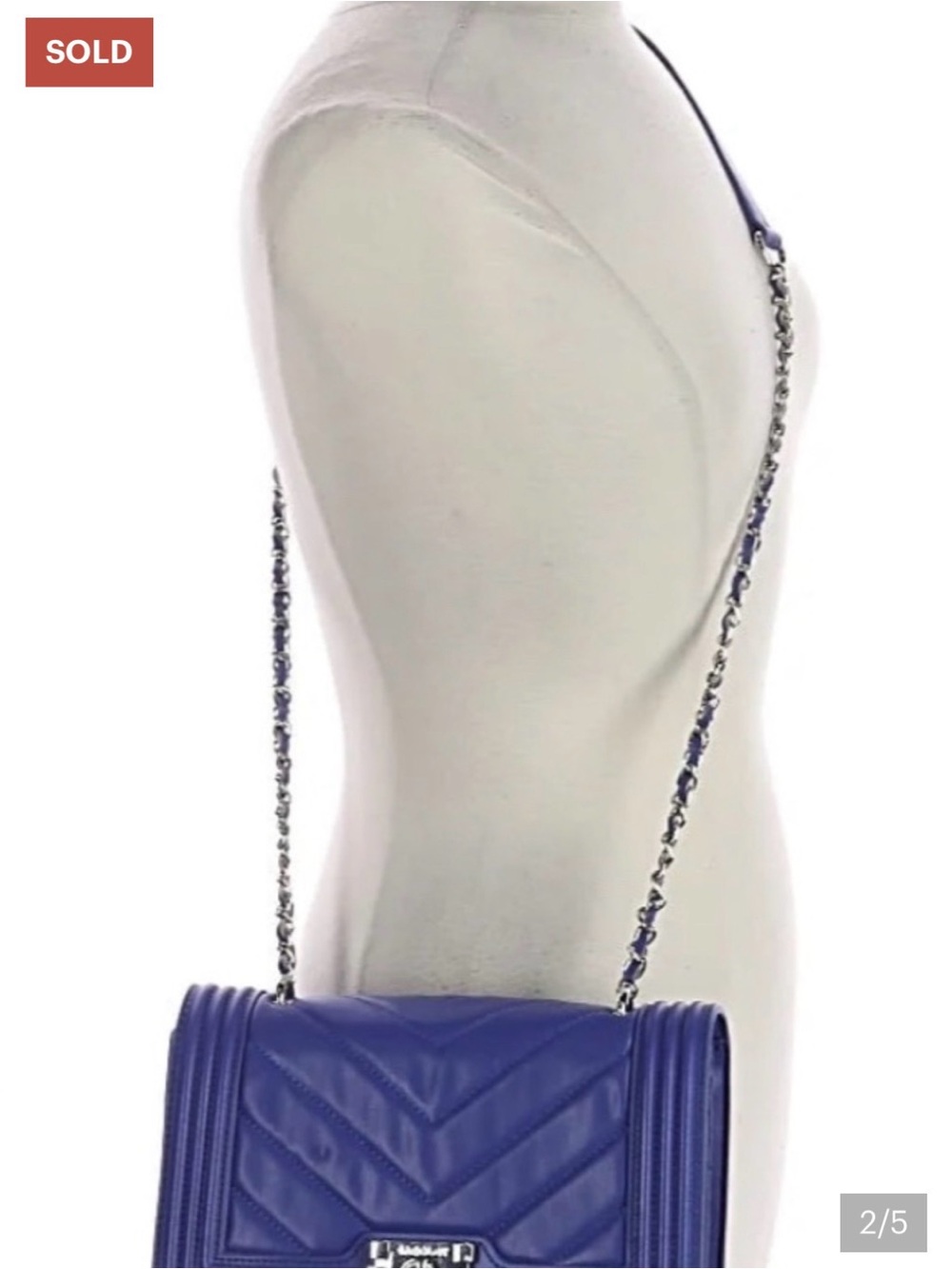 BADGELEY MISCHKA COBALT QUILTED QUILTED CHEVRON BAG NWT - Picture 2 of 5